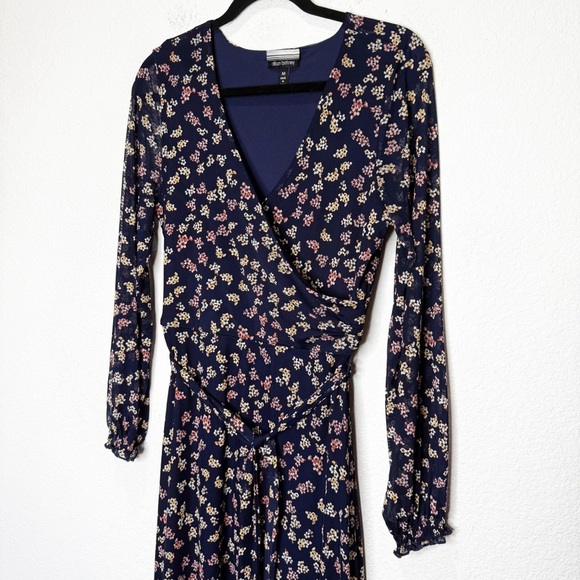 Allison Brittney Floral Print Mesh Tie Waist Long Sleeve Maxi Dress - Picture 2 of 10